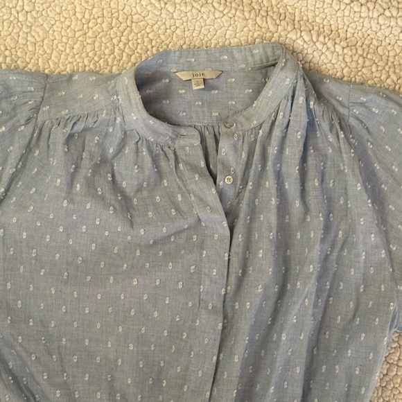 Joie Adel Cornflower Blue Swiss Dot Shirt Dress Small - Picture 9 of 16